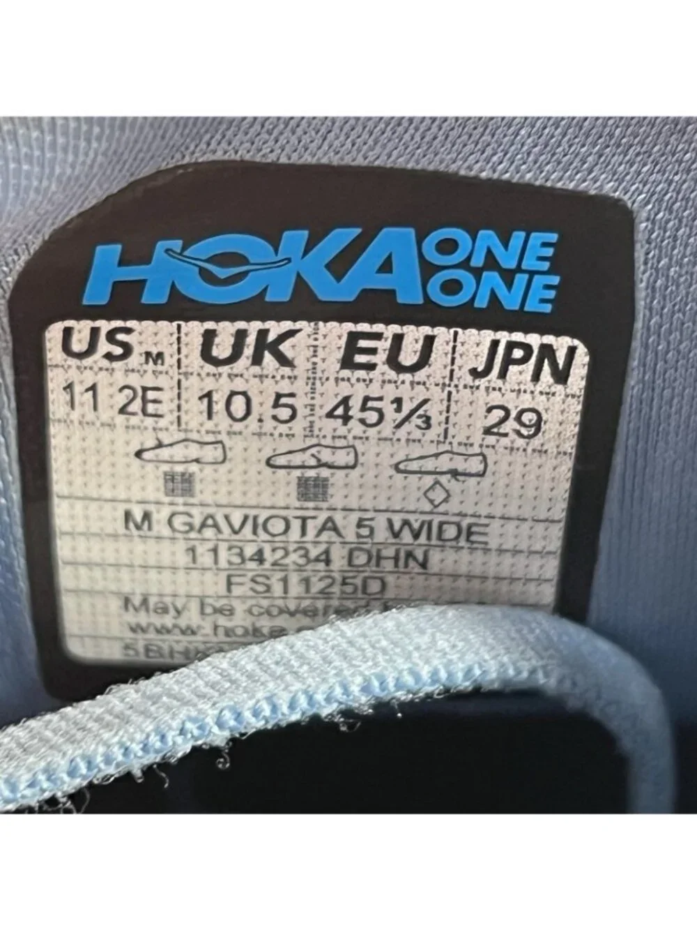 Hoka One One Gaviota 5 Shoes Mens 11 2E Wide  Blue Running Sneaker Lace Up